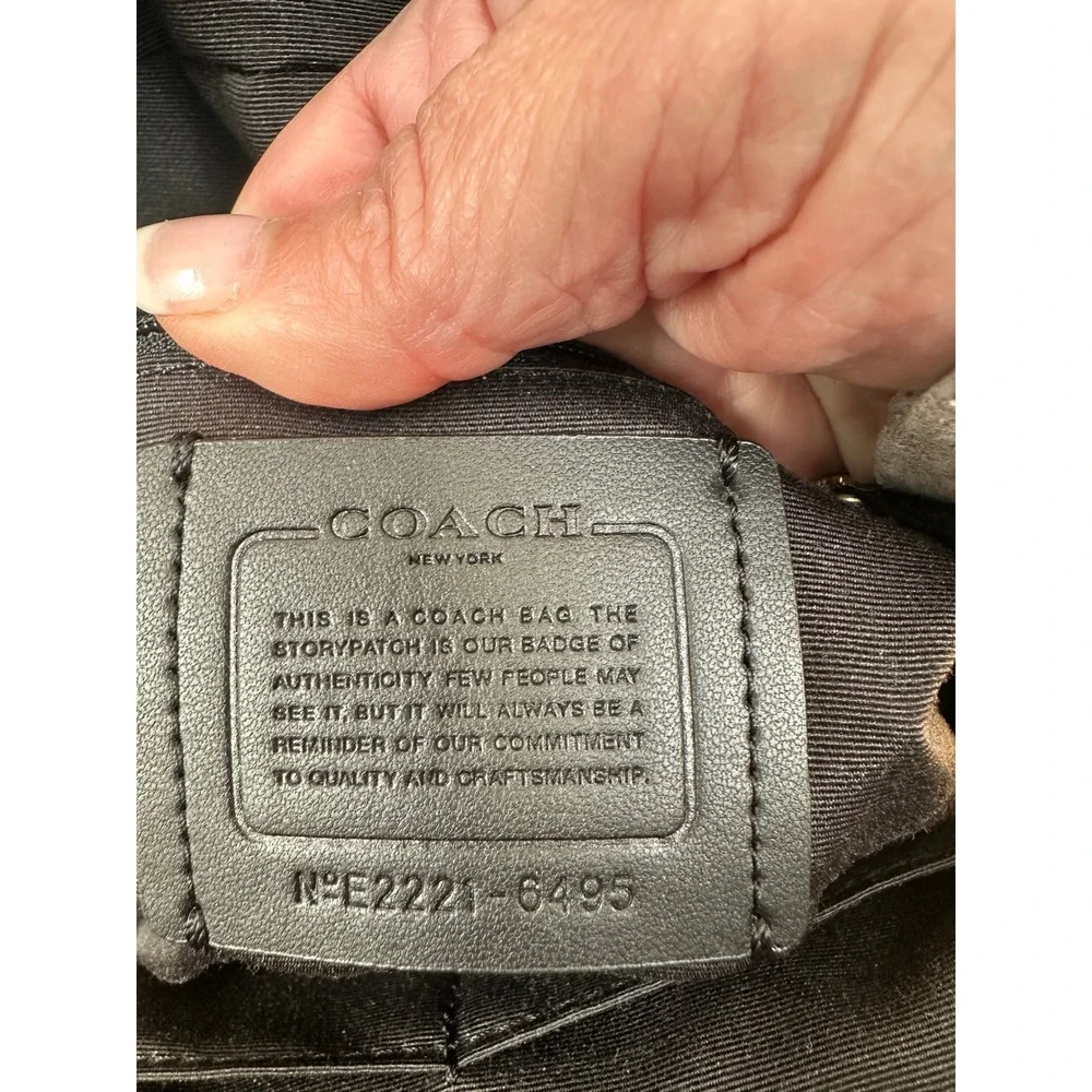 Coach Court Backpack Signature Canvas Black Brown Leather E2221-5695